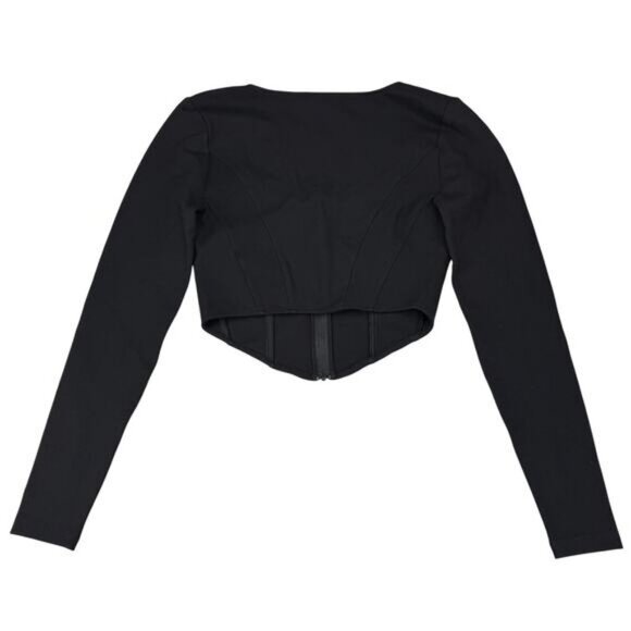 Aritzia Sunday Best Black Marerick Long Sleeve Corset Cropped Zip Front Small - Picture 9 of 9